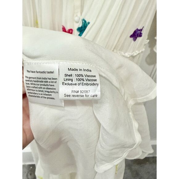 NWT Rococo Sand Stellar Star Sequin Chiffon Boho Maxi Dress White Womens Size XS - Picture 7 of 7